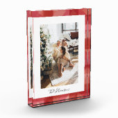 Rode Waterverf Geruite Rustieke Kerstmis Fotoblokken (Links)