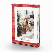 Rode Waterverf Geruite Rustieke Kerstmis Fotoblokken (Rechts)