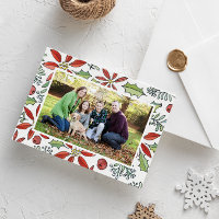 Rode Waterverf geschilderd Poinsettia en Holly fot