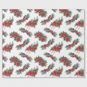 Rode Waterverf geschilderde kerstvakantie Boughs Cadeaupapier (Vlak)