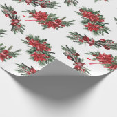 Rode Waterverf geschilderde kerstvakantie Boughs Cadeaupapier (Hoek)