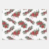 Rode Waterverf geschilderde kerstvakantie Boughs Inpakpapier Vel (Voorkant)