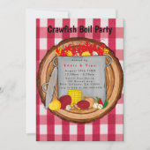 Rode Waterverf Gingham Crawfish Boil Party Kaart (Voorkant)