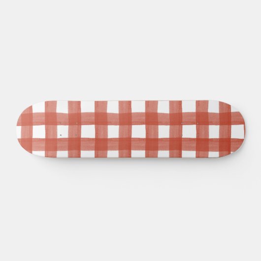 Rode Waterverf Gingham Skateboard (Horizontaal)
