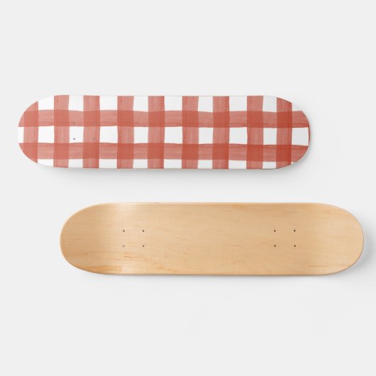 Rode Waterverf Gingham Skateboard (Horizontaal)