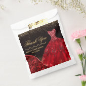 Rode Waterverf Glitter Dress Sweet 16 Bedankzakje (Gezegeld)