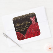 Rode Waterverf Glitter Dress Sweet 16 Vierkante Sticker (Envelop)