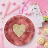 Rode Waterverf Gouden Hart Papieren Bordje (Feest)