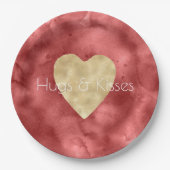 Rode Waterverf Gouden Hart Papieren Bordje (Voorkant)