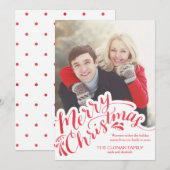 Rode Waterverf Hand Geletterd Vrolijk Kerstfeest Feestdagenkaart (Voorkant / Achterkant)