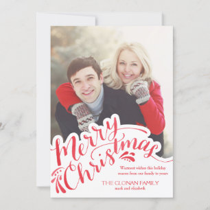 Rode Waterverf Hand Lettered Prettig Kerstfeest Feestdagenkaart