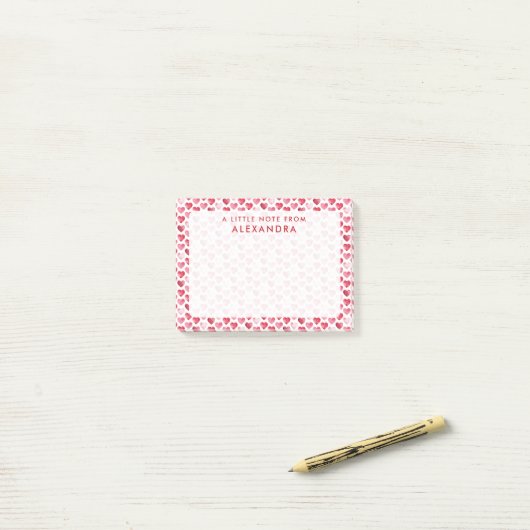 Rode waterverf hart post-it® notes (Op bureau)