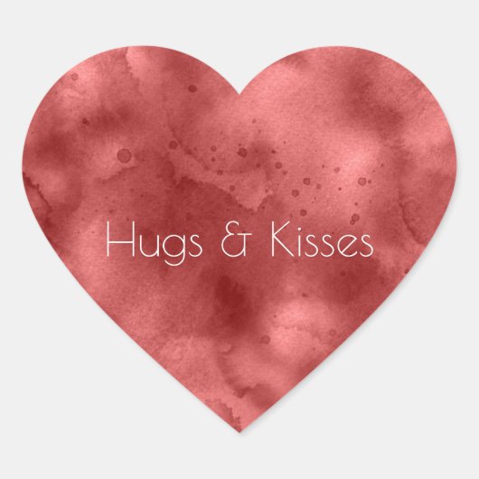 Rode Waterverf Hart Sticker (Voorkant)