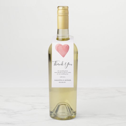 Rode Waterverf Hart Trouwgunst Dank u Flessenhanger (Op fles)