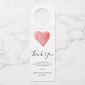 Rode Waterverf Hart Trouwgunst Dank u Flessenhanger (Voorkant)