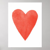 Rode Waterverf Hart Valentijnsdag Art Print (Voorkant)