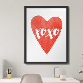 Rode Waterverf Hart XOXO Valentijnsdag Art Poster