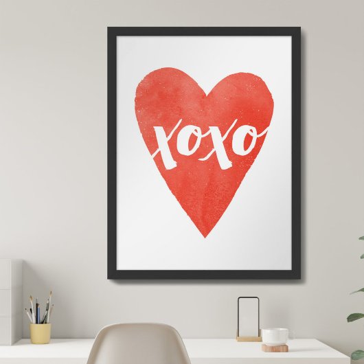 Rode Waterverf Hart XOXO Valentijnsdag Art Poster