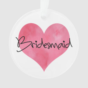 Rode Waterverf Hartbridesmaïde Ornament