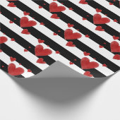 Rode Waterverf Harten en Stripes Cadeaupapier (Hoek)
