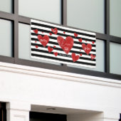 Rode Waterverf Harten en Stripes Spandoek (Buitenkant Gebouw)