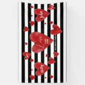 Rode Waterverf Harten en Stripes Spandoek (Verticaal)