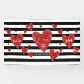 Rode Waterverf Harten en Stripes Spandoek (Horizontaal)