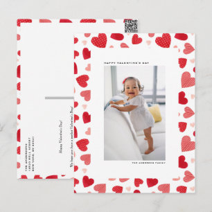 Rode Waterverf Harten Foto Gelukkige Valentijnsdag Feestdagenkaart