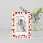 Rode Waterverf Harten Foto Gelukkige Valentijnsdag Folie Feestdagen Briefkaart (Staand Voorkant)