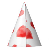 Rode Waterverf Harten Patroon Valentijnsdag Feesthoedjes (Achterkant)