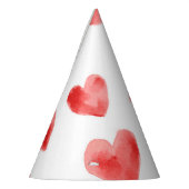 Rode Waterverf Harten Patroon Valentijnsdag Feesthoedjes (Links)