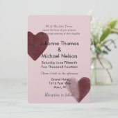 Rode Waterverf Harten Roze Bruiloft Kaart (Staand voorkant)