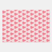 Rode Waterverf Harten, Stippen Blush Roze, Wit Inpakpapier Vel (Voorkant)