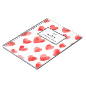 Rode Waterverf Hartenpatroon gepersonaliseerd Notitieboek (Linkerzijde)