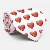 Rode Waterverf Hartpatroon Necktie Stropdas (Opgerold)