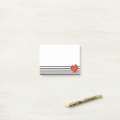 Rode Waterverf Hartslag op zwarte en witte streep Post-it® Notes (Op bureau)