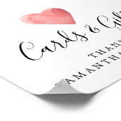 Rode Waterverf Heart Weddenschappen en cadeaubonne Poster (Hoek)