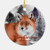 Rode Waterverf in de boskerstversiering Keramisch Ornament (Achterkant)