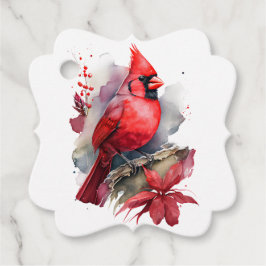 Rode Waterverf Kardinaal Bedankjes Labels