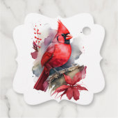 Rode Waterverf Kardinaal Bedankjes Labels (Achterkant)