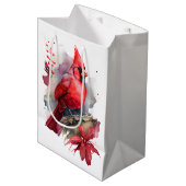 Rode Waterverf kardinaal Medium Cadeauzakje (Voorkant Gekanteld)