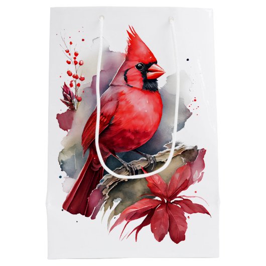 Rode Waterverf kardinaal Medium Cadeauzakje (Achterkant)