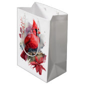 Rode Waterverf kardinaal Medium Cadeauzakje (Achterkant Gekanteld)