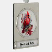 Rode Waterverf kardinaal Verzilverd Banner Ornament (Rechts)