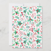 Rode Waterverf Kardinaal Vogelkerst Feestdagenkaart (Achterkant)