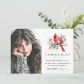 Rode waterverf kardinale begrafenis sympathie foto bedankkaart (Staand voorkant)