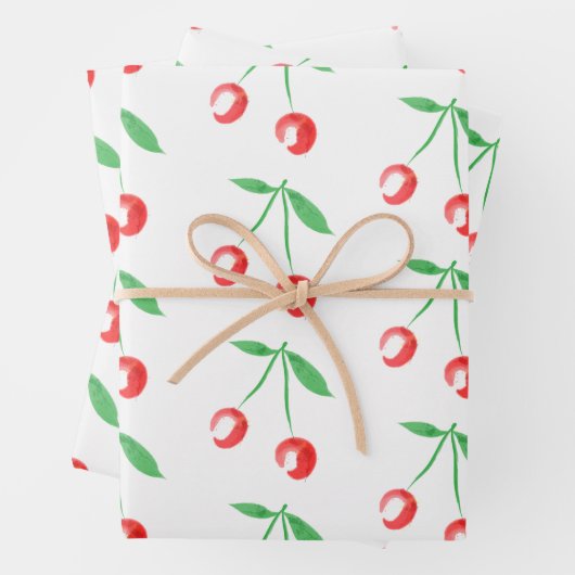 Rode waterverf kersen inpakpapier vel (In situ)