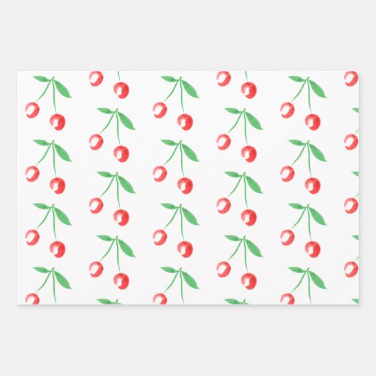 Rode waterverf kersen inpakpapier vel (Voorkant)