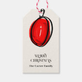 Rode Waterverf Kerst Ornament Schets Cadeaulabel (Voorkant)
