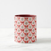 Rode Waterverf Kerstbows Vakantiebeker Cadeau Mok (Midden)